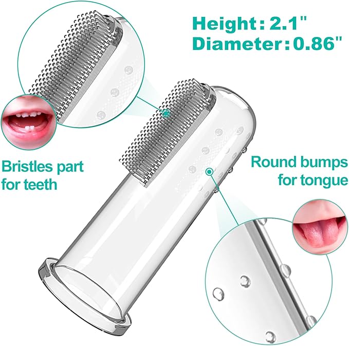 Bassion Baby Toothbrush Set, 6 Pcs Soft Infant Finger Toothbrush with 6 Boxes, Newborns Toddler Silicone Baby Tooth Brush 0-6 Months 6-12 Months