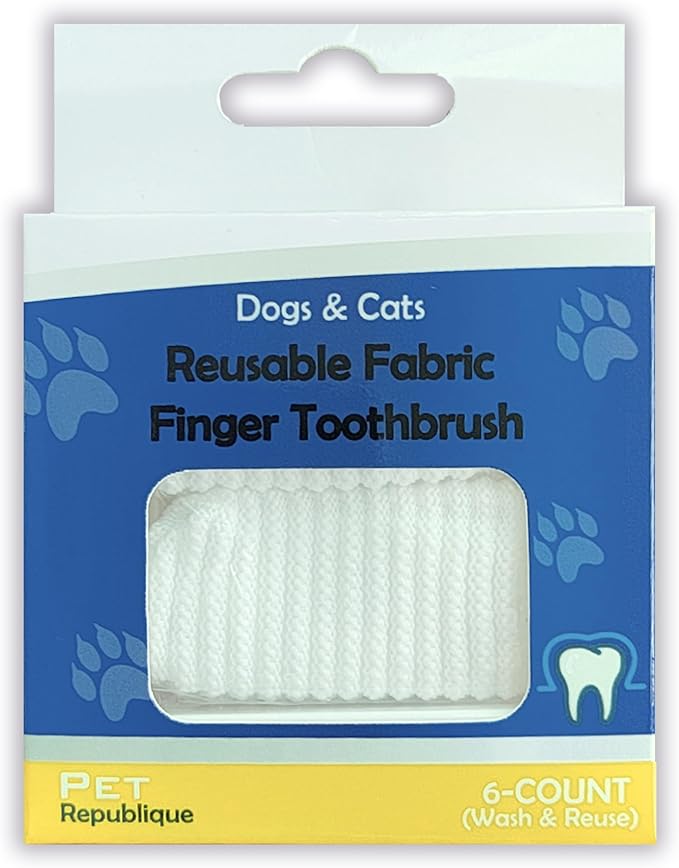 Pet Republique Soft Fabric Finger Toothbrush Kit for Dogs and Cats – Washable & Reusable (6 Count)
