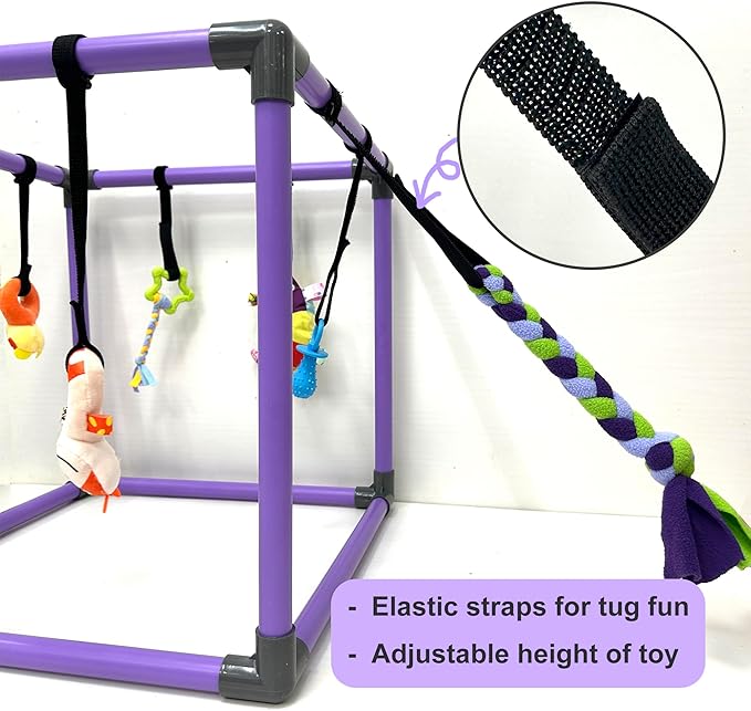 DOZZOPET Puppy Play Gym for Small Dogs with 8 Hanging Toys, Jungle Playground with Interactive Funny Enrichment Toys to Keep Them Busy