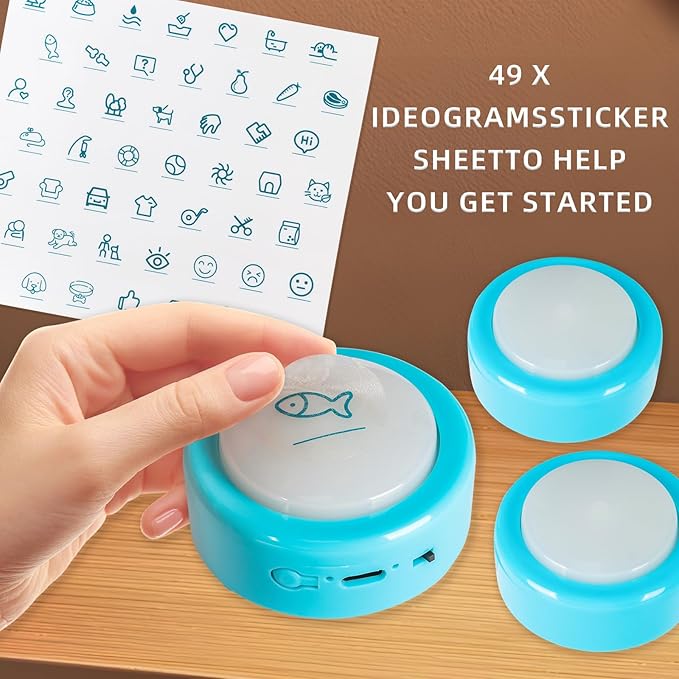 Rechargeable Dog Buttons (2-Pack), High-Sensitivity Talking Buttons for Communication, 24s Voice Recording for Pet Training