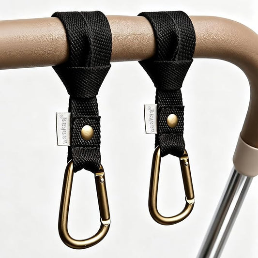 haakaa Baby Stroller Hooks for Bags丨Universal Stroller Clips and Hooks, Non-Slip with One-Hand Opening, Multipurpose Stroller Straps for Diaper Bags, Backpacks, Bikes & Shopping Carts - Black, 2 Pack