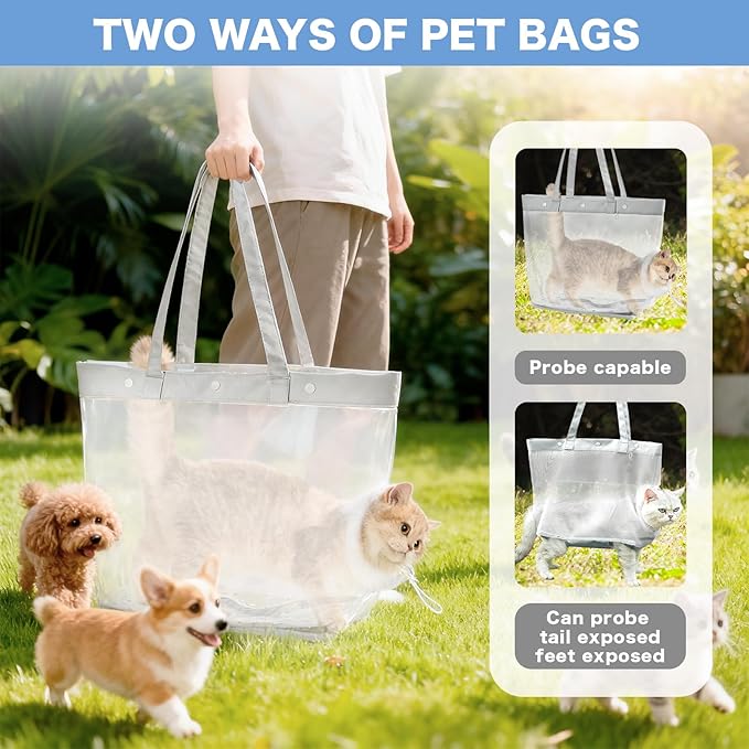 Soft Cat Tote Carrier, Breathable Mesh Pet Bag with Legs-Out Design, Foldable Cat Carrier for Walking, Suitable for Cats and Small Dogs up to 10 lbs Blue