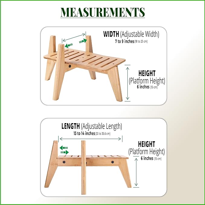 Stand for Dog Water Food Dispensers, Suitable for Medium Breeds - Bamboo Holder for Elevated Raised Automatic Gravity Dog Feeders - Medium Size