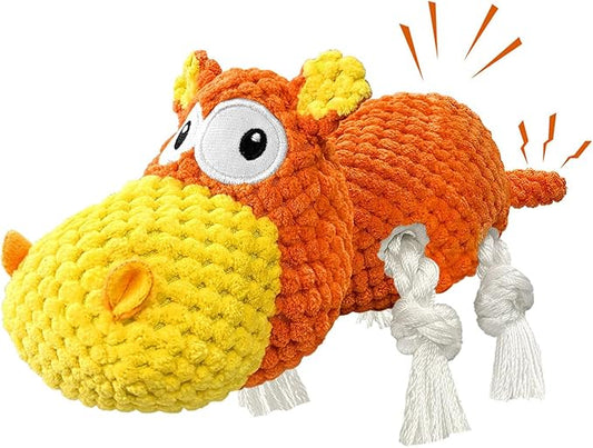 TOOPTATE Squeaky Dog Toys - Cute Soft Plush Dog Toys for Large, Medium, Small Dogs and Puppies to Keep Them Busy (Orange, Medium)