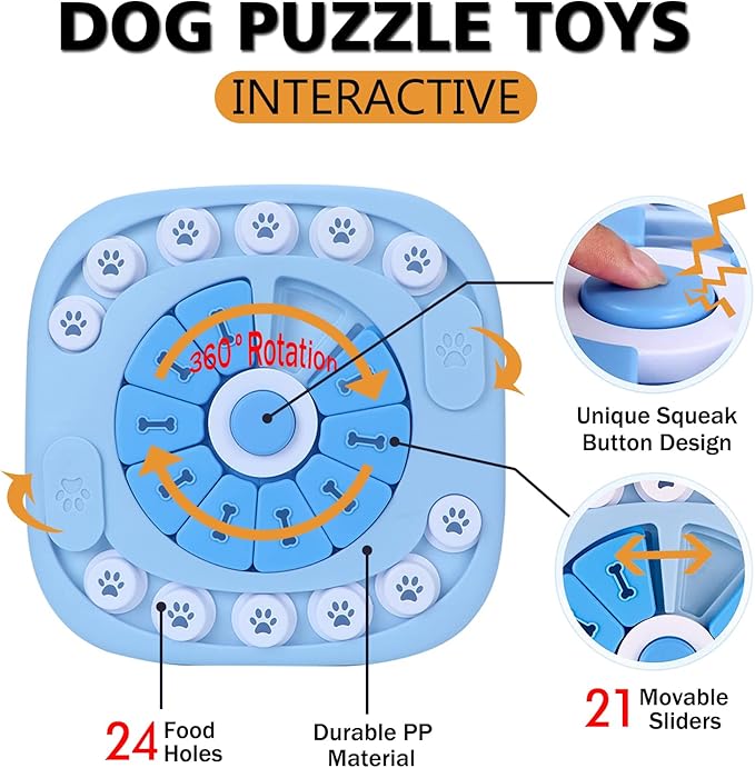 XIGOU Dog Puzzle Toys - Treat Dispensing Dog Enrichment Toys for IQ Training & Brain Stimulation - Interactive Mentally Stimulating Toy - Gifts for Puppies, Cats, Dogs