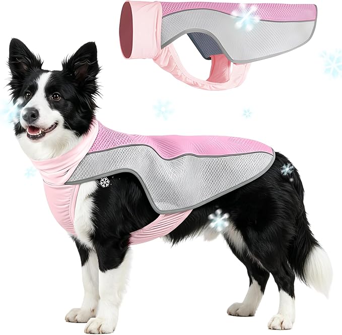 Dog Cooling Vest, Summer Cooler Jacket for Small & Medium Dogs Soft Breathable Mesh Lightweight Pet Shirt for Beach Hiking Walking (Pink,XL)