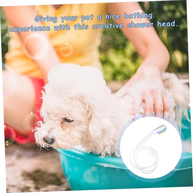 POPETPOP Portable Pet Shower Sprayer with Massage Brush and Hose Eco Friendly Abs Dog Bathing Tool for Grooming and Cleaning Puppies Safe Durable Showerhead for Home Use