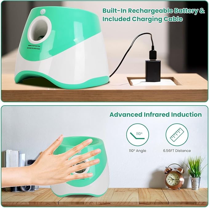 Automatic Dog Ball Launcher, Dog Ball Thrower with 9.84-29.52ft 3 Launching Distance, Rechargeable Dog Toy Mental Stimulation Training Game with 1.96" Tennis Balls for Energetic Small Medium Dogs