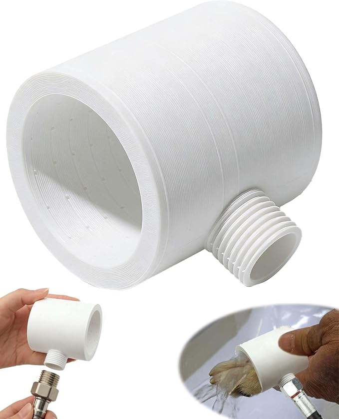 Pet Paw Showerhead - 360° Inward Spiral Dog Shower Attachment for Easy and Quick Clean, Portable and Lightweight Grooming Tool for Indoor and Outdoor Pet Bathing (White)