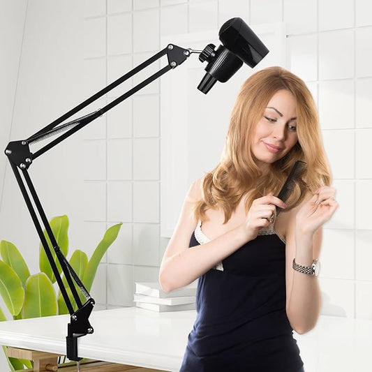 Hivexagon Hair Dryer Clamp Stand - Multi Angle Adjustable Stand, Multifunctional Stand, Metal Cantilever Metal Base Stand, Allow You to Dry Hair Hand Freely