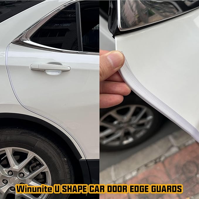 Winunite 16.4ft (5m) Car Door Edge Guards Clear – Self-Adhesive PVC, U-Shaped, Fits Most Vehicles, Scratch- and Chip-Resistant – Reduces Dings in Parking Lots