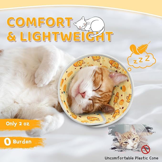 Cat Cone Collar Soft to Stop Licking, Adjustable, Foldable Lightweight Kitten Cones After Surgery Recovery for Cats & Kittens, Cat Cone Alternative, Easy Eating (Orange, L)