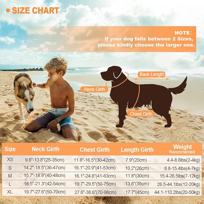 EMUST Dog Life Vests, Dogs Floats for Swimming, Boat, Pool, Ripstop Dog Life Jacket with High Buoyancy and Lift Handle for Small and Medium Breeds, (M, Orange)