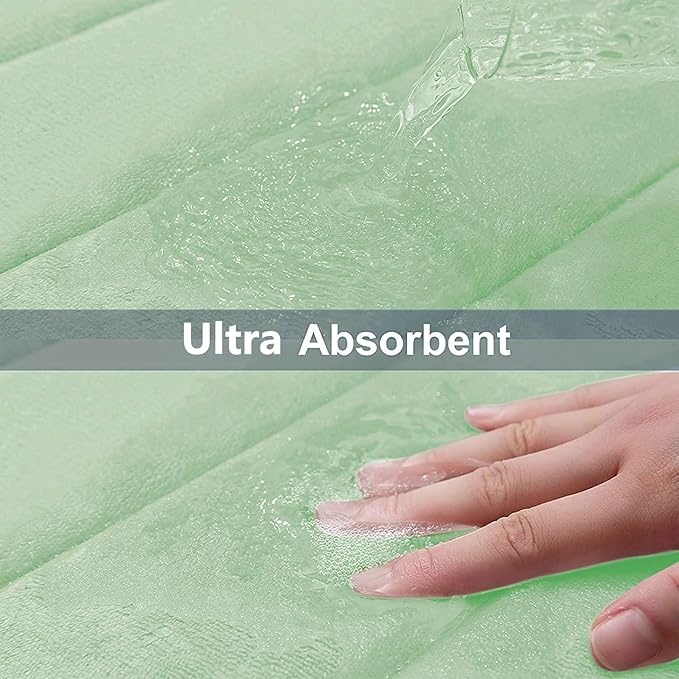 Buganda Memory Foam Bath Mat, 40" x 32", Ultra Soft and Non-Slip Bathroom Rugs, Water Absorbent and Machine Washable Bath Rug Runner for Bathroom, Shower, and Tub, Sage Green