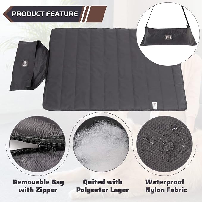 ROZKITCH Waterproof Outdoor Pet Dog Mat Pad 39"x28" Portable Reversible Summer Sleeping Mat Reusable Machine Washable Easy to Clean&Carry Camping Travel Pet Mat for Small Medium Large Dogs