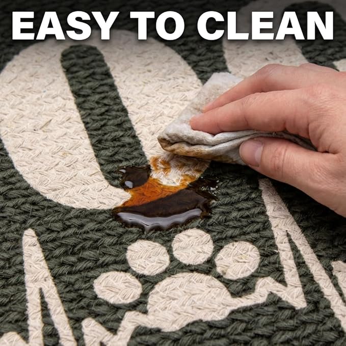 Super Area Rugs Decorative Dog Feeding Mat - 15" x 23" Charcoal Charcoal Pet Placemat for Food and Water Bowls - Soft Natural Cotton Woven Rug - Easy Clean & Absorbent Dog Bowl Mat - Made in India