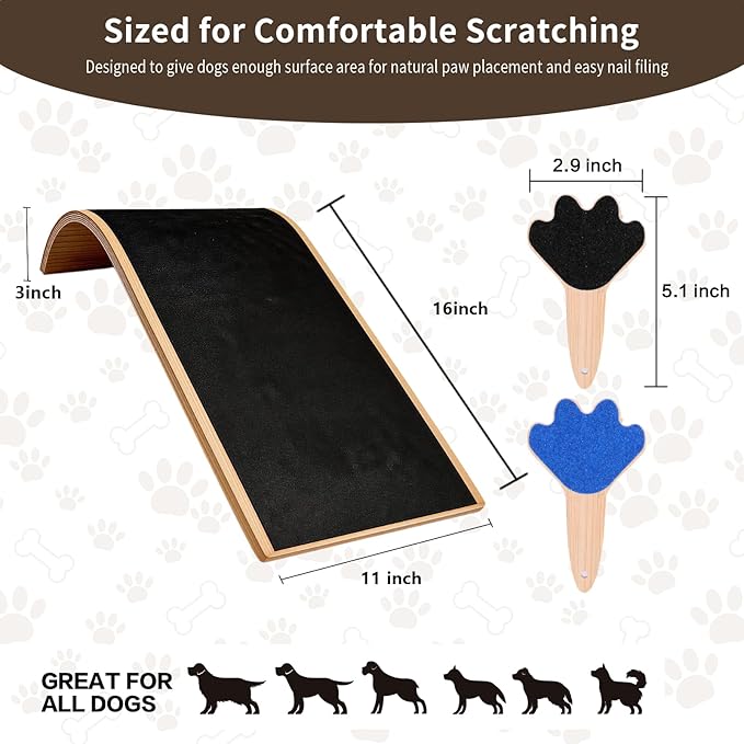 Dog Scratch Board with Mini Dog Nail File Board, Curved Dog Nail Scratch Board Set for Easy Dog Nail Trimming, Alternative to Dog Nail Clippers and Dog Nail Grinders