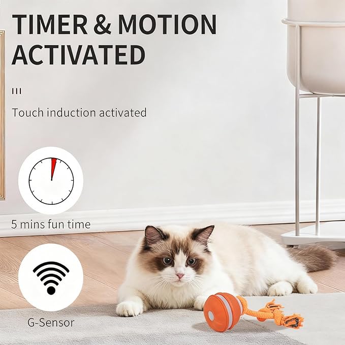 2-Pack Interactive Dog & Cat Toys for Small Dogs Indoor Cats - Auto Moving Balls with Chirping Squeaky Sounds, Rechargeable Motion Activated Boredom Buster, Easter Basket Essentials