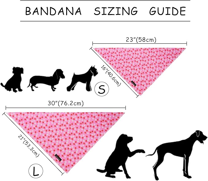 ARING PET Girl Dog Bandanas, Cute Summer Pink Daisy Floral Pet Bandana Scarf Triangle Bib for Small Medium Large Female Dogs Cats, Puppy Kerchief for Daily Wear Walks Party Photos-L