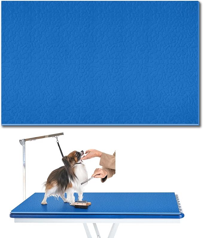 Nuanchu Extra Thick Grooming Table Mat Pad 36 x 24 x 0.24 Inches, Non-Slip PVC and Foam Pet Bathing Table Padded Mat for Grooming Pet Dogs Cat at Home(Blue)