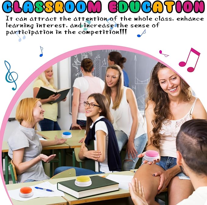 Honoson 8 Pieces Recordable Answer Buzzers Button for Trivia Games Show Buzzers Recording Buttons Gifts for Classroom Team(Elegant Color)