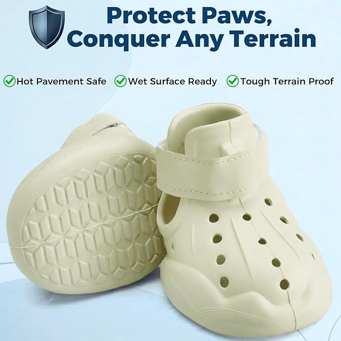 Dog Shoes for Dogs, Clogs Boots Booties Hot Pavement, Rain Waterproof Shoe Summer Sandals Puppy Breathable Doggie Doggy Light Water Up Sneaker (Cream, Small)