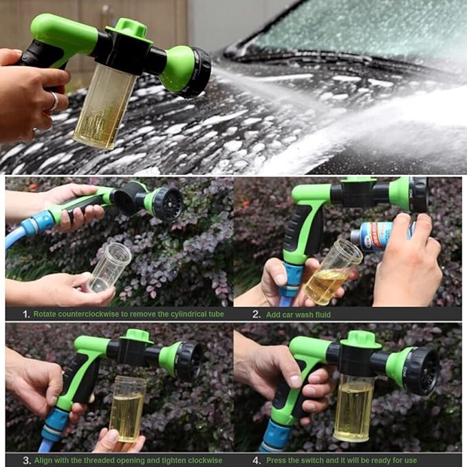 RUIFANDA Dog Wash Sprayer Outdoor with 8 Spray Modes, Soap & Shampoo Dispenser Dog Sprayer Hose Attachment, Pet Wash and Garden Hose Nozzle for Watering Plants, Car Wash, Showering Pet