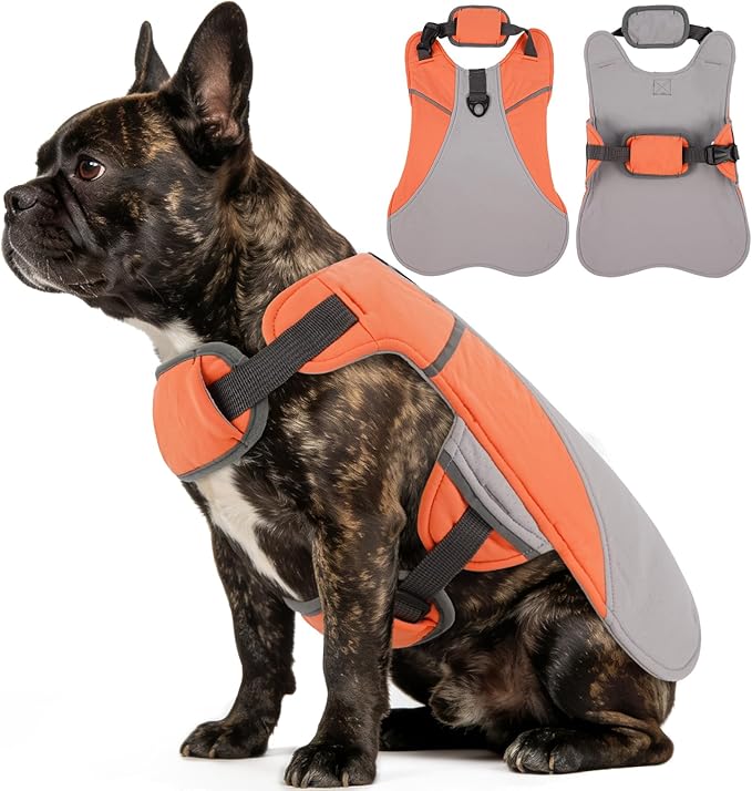 DENTRUN Dog Cooling Vest with Dual Absorbent Core, Adjustable Sun Protective Vest for Hot Weather, Doggie Ice Jacket Hiking Travel Summer Essentials, Reflective, Sun Protective Vest, Orange M
