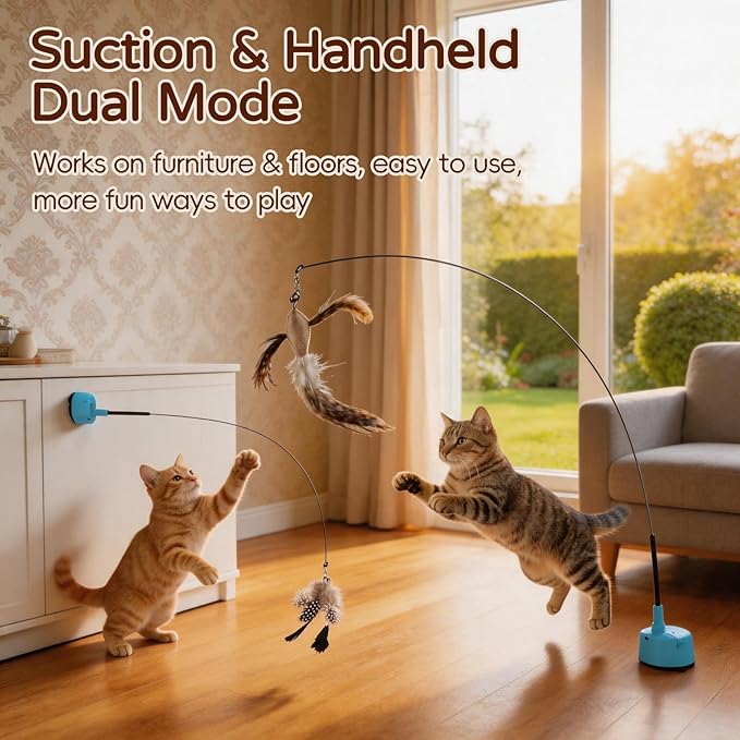 Interactive Cat Toys for Indoor Cats, Automatic Flying Bird Feather Toy, Rechargable Electric Cat Teaser Enrichment, 5-Minute Auto-Pause Smart Self-Play Teaser
