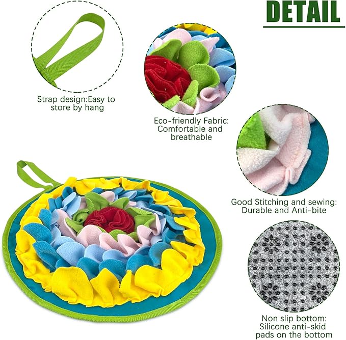 WishLotus Slip-Free Pet Snuffle Mat with Hanging Rope, Snuffle Mat for Dogs to Consume Energy and Relieve Stress, Pet Snuffle Mat for Rabbits, Hamsters, and Dogs to Improve Digestion