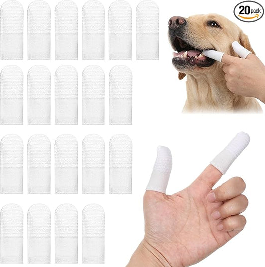 20 Pcs Dog Finger Toothbrush, Soft Fabric Dog Tooth Brush Cat Pet Tooth Brushing Kit Washable Comfortable Finger Brush for Dogs Teeth Cleaning Dental Care