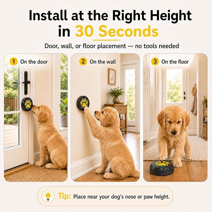 ChunHee Dog Bells to Go Outside - Bell for Dogs to Ring to Go Potty | Chew-Proof Dog Door Bell | 0-115dB Adjustable Volume & 28 Ringtones | Bells for Dog Training to Go Outside Without Barking