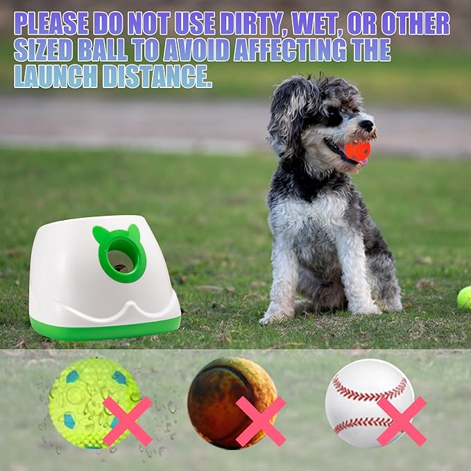 Automatic Ball Launcher for Dogs, Dog Fetch Ball Thrower Launcher, 4 Adjustable Distances, Interactive Pet Self Playing for Small Dogs and Puppies with 9 Balls (2 inches)