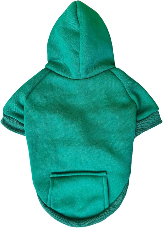 Jecikelon Soft Dog Hoodies for Small Dogs, Fleece Puppy Sweatshirt with Pockets, Warm Winter Cold Weather Coats for Pet Cat, Cute Clothes Puppy Costume (Green, XX-Small)