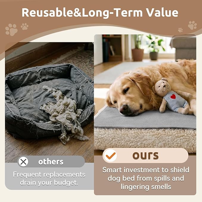 MontVoo Washable Dog Bed Cover, Absorbent Quick Dry Pet Bed Sheet, Easy Hair Removal Couch Covers for Dogs/Cats, 14x20 Inches, Waterproof PU Backing Dog Bed Mat for Car Seat, Cover Only, Light Grey