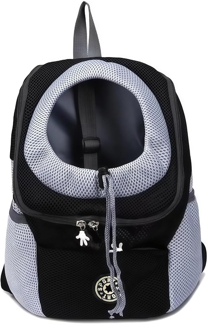 Dog Backpack Carrier for Small Dogs, Oxford Fabric, Adjustable Shoulder Straps, Mesh Ventilation, Safe Zipper Design, Reflective Straps, Ideal for Pets 3-7 kg
