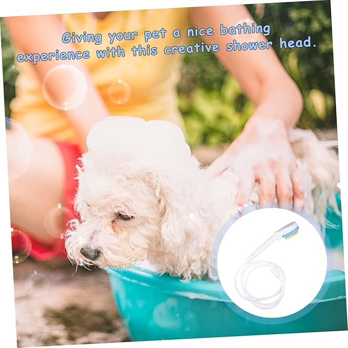 BESPORTBLE Portable Dog Shower Sprayer with Hose Pet Puppy Bathing Sprinkler and Massage Scrubber for Long Haired Pets Easy One Hand Rinse and Brush Bathing