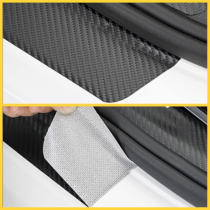 Door Sill Plate Protectors for Car - Universal Door Entry Guards Sill Scuff Cover Panel Step Protector, Welcome Pedal Protector Cover, Carbon Fiber, 4pcs/Set