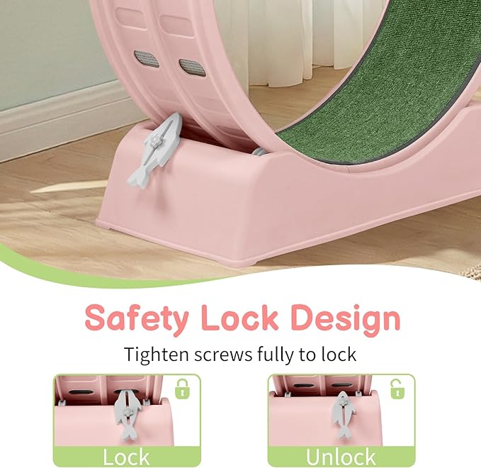 Outvita Cat Exercise Wheel for Indoor Cats, 31.5" Cat Treadmill with Detachable Carpet ＆ Locking Mechanism, Cats Running Wheel Helps Cats to Lose Weight and Keep Health, Easy Assembled (Pink)