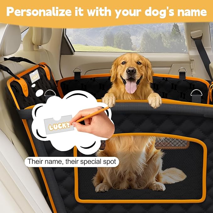 Dog Car Seat for Large Dog with Sturdy Fiberglass Support,Dogs Cars Carrier Anti Slip and Waterproof,Pet Car Seat Extender with Hard Bottom&Personalized Signature for Cars/SUV/Trucks