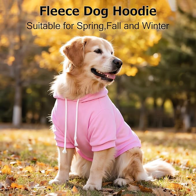 Dog Basic Hoodie Soft Dog Clothes Cold Weather Sweaters for Medium Large Dogs Cozy Fabric Warm Sweatshirt with Leash Hole for Boys (Pink, Medium (10-20 lbs))
