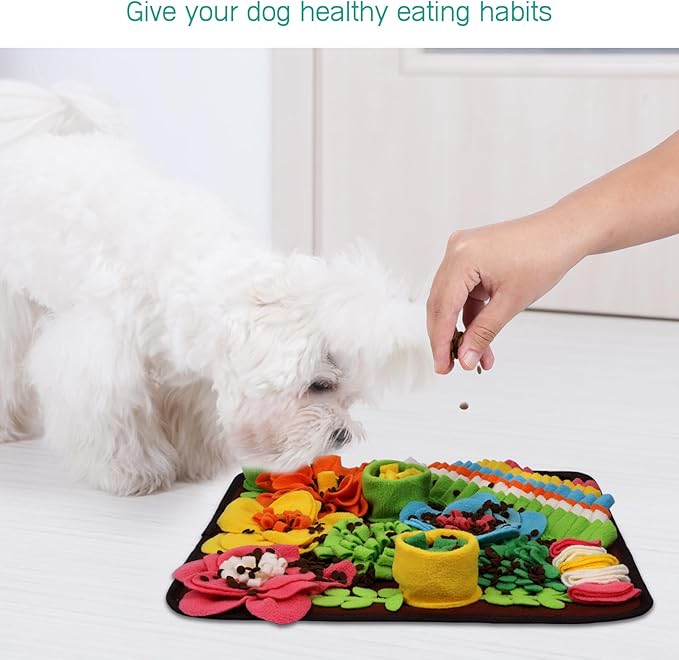 ORIA Pet Snuffle Mat, 15.4x15.4'' Interactive Sniff Mat, Dog Treats Feeding Mat for Slow Eating, Boredom, Encourages Natural Foraging Skills, Nosework Feeding Mat for Small Dogs Cats Rabbits