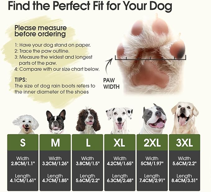 Dog Rain Boots Waterproof, 4PCS Dogs Shoes Non Slip Dog Boots & Paw Protectors, Easy On Rubber Doggie Booties Pet Shoes for Hot Pavement Snow Rain, Dog Rainboots for Small Medium Large Dogs, Black XL