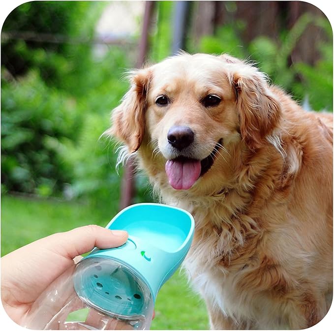Portable Dog Water Bottle with Bowl – Leak Proof, Lightweight Travel Water Bottle for Dogs. (Black, 350 ml)