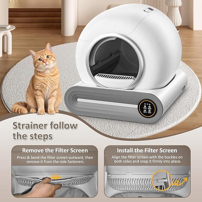 DuckSky (Large Diameter Cat Litter Filter Replacement Part for 65L+9L Self Cleaning Litter Box, Grey Cat Litter Strainer Accessory [Only Compatible with Orders Purchased After December 23, 2025]