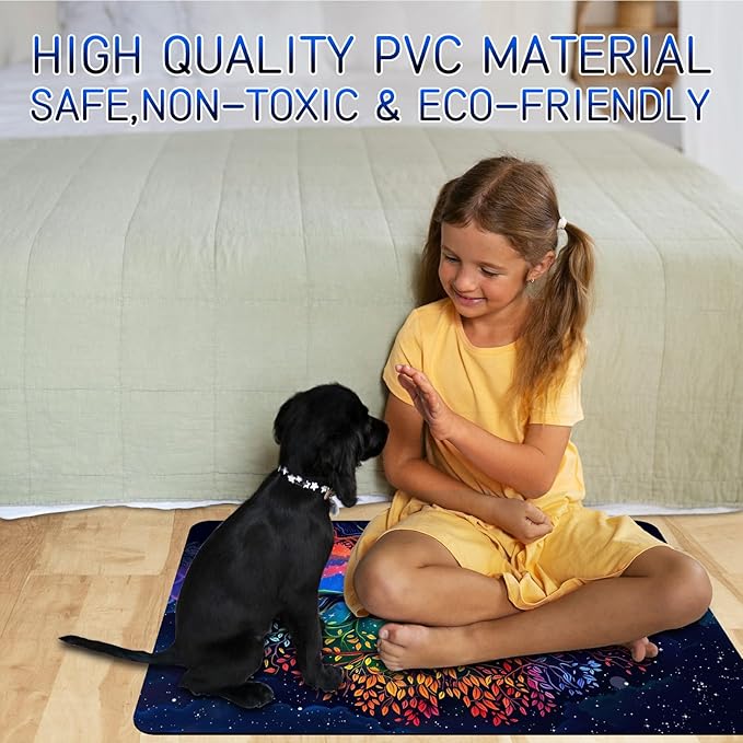 Dog Food Mat, 15.7" x 23.6" Absorbent Pet Feeding Mat for Food and Water, Waterproof Diatom Mud Pet Placemat with Non-Slip Rubber Backing, Easy Clean Cat Bowl Mat for Floors - Tree Art