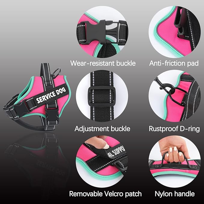 voopet Service Dog Harness, Emotional Support Pet Vest Harness, Reflective Breathable and Adjustable No-Pull ESA Dog Harness for Small Medium Large Dogs (with 4 PCS Removeable Tags)X-Large (Pack of 1)