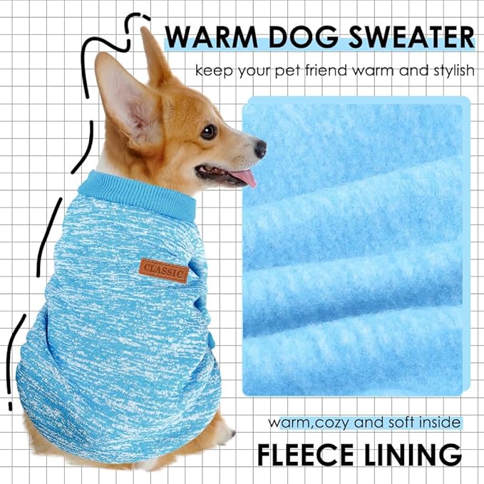 1 Pack Dog Sweaters for Small Dogs Girl Boy Winter Fleece Clothes Warm Soft Dog Sweatshirt Outfit for Dogs Cats Pet Apparel