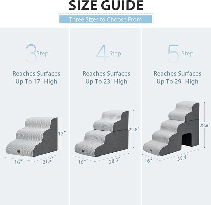 Garnpet Dog Stairs for High Beds, 4-Step Dog Steps for Small Dogs and Cats, Foldable Pet Stairs for High Bed Climbing, Non-Slip Balanced Pet Step Indoor, Light Grey