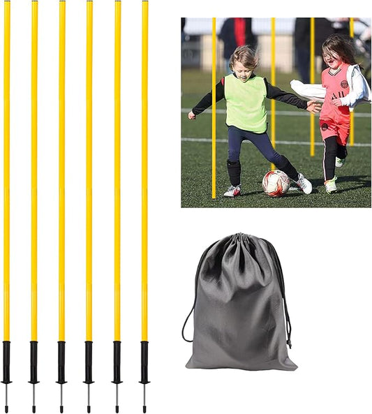 5FT Agility Training Poles for Soccer,Basketball,Football,Dog,Horse Training-Adjustable Speed and Agility Training Equipment Sports Training Sticks with Ground Spring Nails and Storage Bag